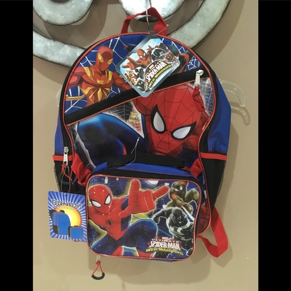spiderman backpack and lunchbox